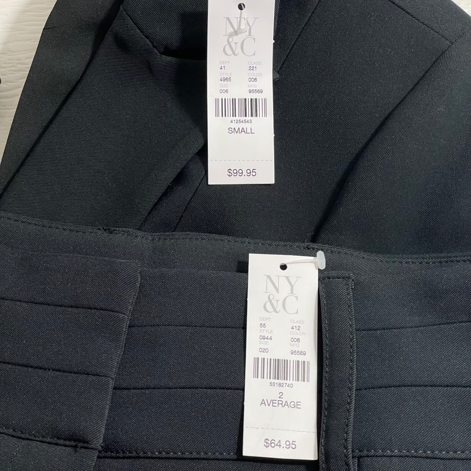 Nwt Ny&C Black Double Breasted Blazer And Flare Leg Pants Suit Set Small 2 Avg — image 3 of 8